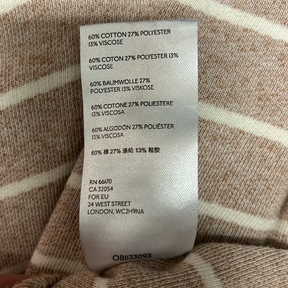 Anthropologie Striped White & Beige, Half & Half, Exposed Stitching Sweater - Picture 6 of 6